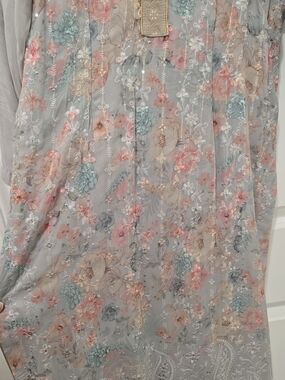 Floral Embroidered Grey A-Line Women's Skirt